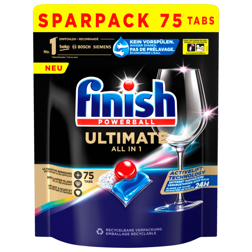 Finish Powerball Ultimate All in 1 Spülmaschinentabs 967g, 75 Tabs
